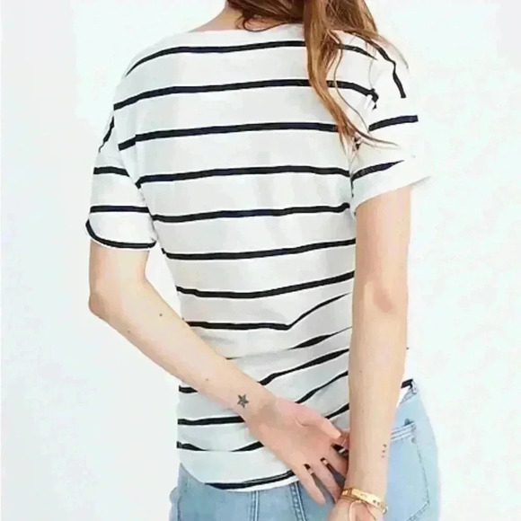 Women's Madewell Whisper Cotton Crewneck Tee in Creston Stripe Size Extra Small - Picture 3 of 10